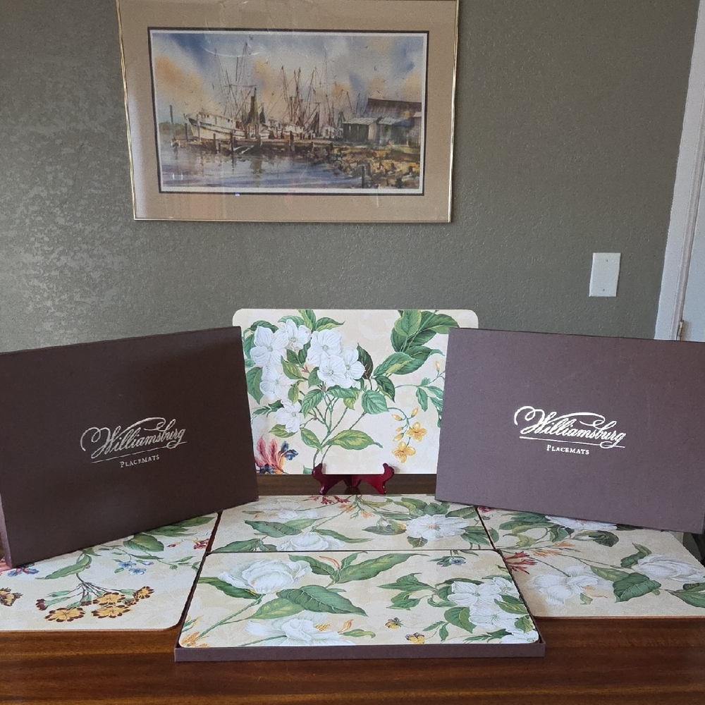 Williamsburg Garden Images Natural Cork Back  Set Of 8 Placemats